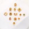 Natural Tourmaline Barrel Square Heart Flower Shape Spacer Loose Beads with Gold Plated S925 Silver Bezel Set
