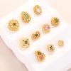 Natural Tourmaline Lucky Four Leaf Clover Ruyi Spacer Loose Beads with Gold Plated S925 Silver Bezel Set