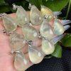 Natural Prehnite Teardrop Pendant with Silver Clasp