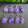 Natural Charoite Oval Pendant with S925 Sterling Silver Set