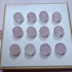 Natural Rose Quartz Auspicious Cloud Engraved Round Bead DIY Jewelry Findings