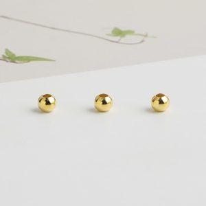Gold Plated 999 Fine Silver Plain Smooth Round Loose Beads DIY Findings