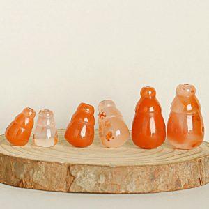 Natural Ice Floating Flame Red Veins Nanhong Agate Tibetan Stupa Finial T drilled Guru Bead