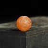 5-pieces Natural Peach Moonstone Fret Pattern Round Spacer Beads