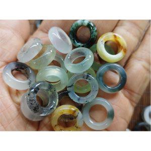 10-pieces Natural Xiu Jade (Serpentine) Multi-Color Sliding Ring Spacer Hoop Bead