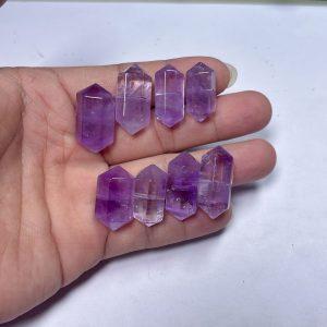 5-Pieces Natural Amethyst Double Terminated Prism Spacer Beads