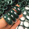 AAA Natural Floating Inclusion Blue Water Jadeite Plain Band Ring Bead