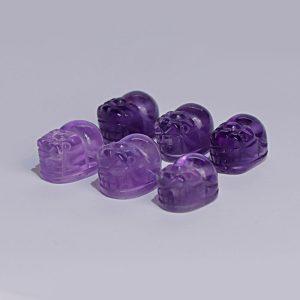 2-Pieces Natural Amethyst Pi Yao Pixiu Animal Spacer Beads