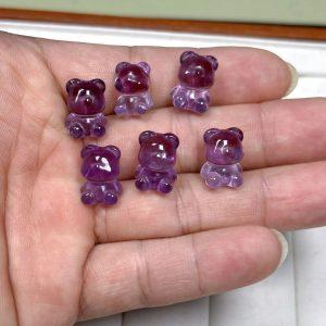 5-Pieces Natural Amethyst Bear Spacer Beads