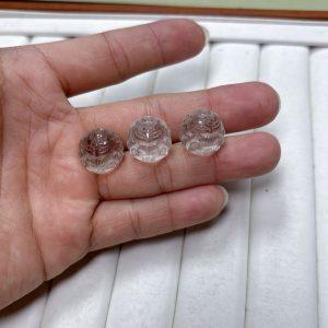 5-Pieces Natural Smoky Inclusion Clear Quartz Nine-Tailed Fox Round Spacer Beads