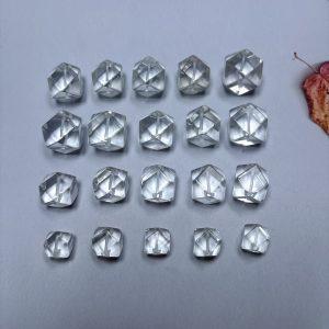 5-Pieces Natural Clear Quartz Faceted Cube Spacer Beads