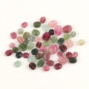 Natural Red Green Candy Tourmaline Turtle Shell Spacer Beads
