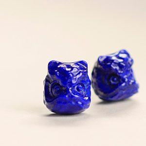 2-Pieces Natural Lapis Lazuli Lion Dance Head Spacer Beads