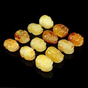 Natural Amber Pi Yao Pixiu Animal Spacer Beads