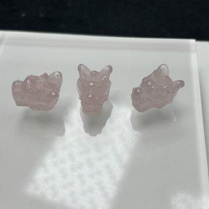 2-Pieces Natural Rose Quartz Dragon Head Spacer Bead