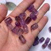 2-Pieces Natural Ametrine Fret Pattern Cylinder Barrel Spacer Beads