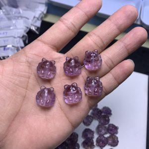 2-Pieces Natural Amethyst Nine-Tailed Fox Spacer Beads