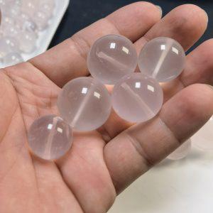 30g Natural Translucent Pink Rose Quartz Round Vertical Fully Drilled Spacer Beads