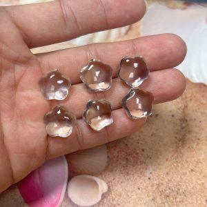 2-Pieces Natural Clear Quartz Chubby Star Spacer Beads