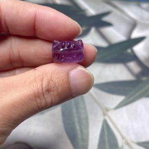 2-Pieces Natural Amethyst Cute Cat Head Spacer Beads