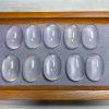 2-Pieces Natural Milky White Quartz Flat Base Oval Egg Cabochon Loose Inlay Gemstones