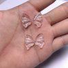 2-Pairs Natural Clear Quartz Butterfly Wing Spacer Beads