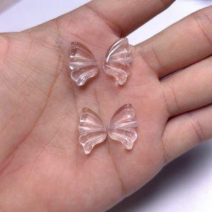 2-Pairs Natural Clear Quartz Butterfly Wing Spacer Beads