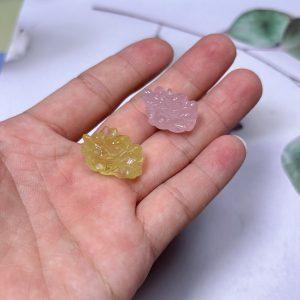 2-Pieces Natural Rose Quartz And Citrine Dragon Head Spacer Bead