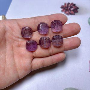 2-Pieces Natural Amethyst Zhaki Lam Square Plate Spacer Beads
