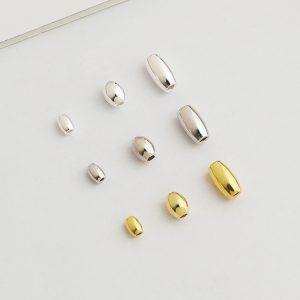 S925 Sterling Silver Rice & Olive Shaped Loose Spacer Beads for Handmade DIY Jewelry Making