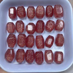 20g Natural Star Flash Strawberry Quartz Freeform Faceted Column Spacer Beads