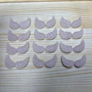 2-Pairs Natural Rose Quartz Wing Shape Spacer Beads