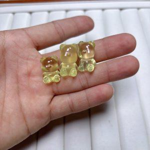 5-Pieces Natural Lemon Citrine Cute Bear Spacer Beads