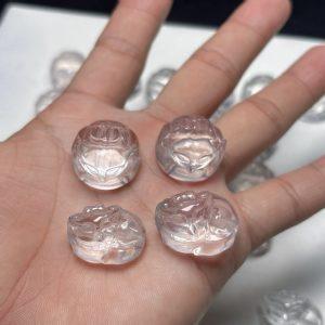 2-Pieces Natural Clear Quartz Fox Shape Spacer Beads