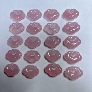 2-Pieces Natural Rose Quartz Natural Rose Quartz Double-Sided Ruyi Lock Charm Bead