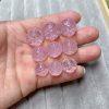 2-Pieces Natural Rose Quartz Natural Rose Quartz Nine Tailed Fox Carved Round Bead