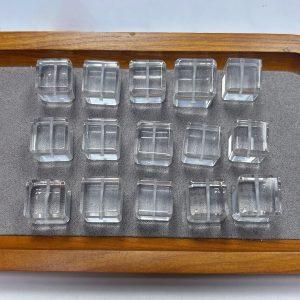 2-Pieces Natural Clear Quartz Cube Shape Spacer Bead