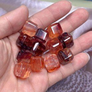 30g Natural Red Hematoid Quartz Sugar Cube Spacer Bead