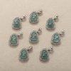 S925 Sterling Silver Bezel Set Natural Blue Water Jadeite Gourd Pendant