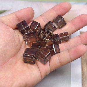 5-Pieces Natural Smoky Quartz Polished Square Cube Candy Loose Beads
