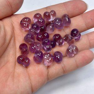 5-Pieces Natural Amethyst Carved Cute Peach Butt Loose Beads