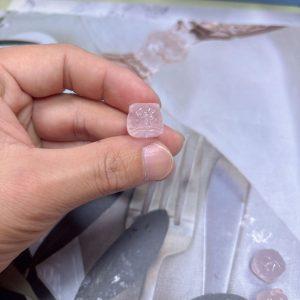 5-Pieces Natural Rose Quartz Carved Chinese Lion Dance Head Loose Beads