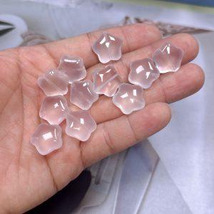 5-Pieces Natural Light Rose Quartz Chubby Five-Pointed Star Loose Beads