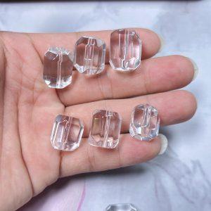 5-Pieces Natural Clear Quartz Hand Faceted Freeform Column Loose Beads