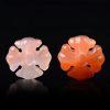 2-Pieces Natural Nanhong Red Agate Hollow Four-Petal Flower Loose Beads