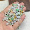 5-Pieces AAA Natural Ice Tri-Color Jadeite Small Osmanthus Beads