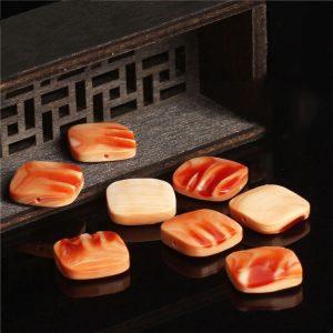 2-Pieces Natural Bullmouth Helmet Square Flat Side Drilled Loose Beads