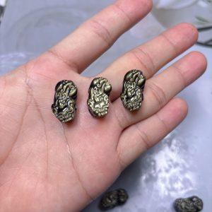 5-Pieces Natural Gold Obsidian Pi Yao Pixiu Animal Straight Fully Drilled Loose Beads