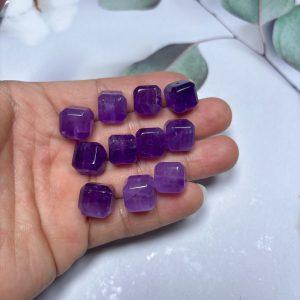 2-Pieces Natural Amethyst Cube Sugar Loose Beads