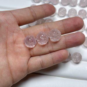5-Pieces Natural Rose Quartz Carved Nine-Tailed Fox Round Loose Beads